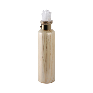 Vaso cilindrico in vetro con dettagli in cristallo per decorazioni da tavolo per casa e ufficio, tocco glamour. - Product Image 3