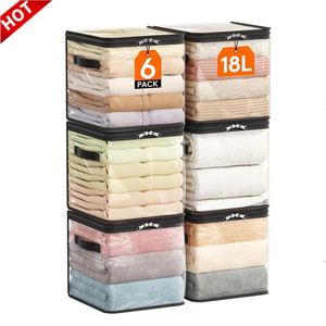 Lot de 6 sacs de rangement pliables étanches transparents de 11 pouces avec fermeture éclair en PVC pour salle de bain, vêtements, organisateur, logo personnalisable - Product Image 1