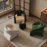 Moderner Akzent-Sessel mit Gebogenem Rahmen Zweifarbig Gepolsterter Einzelner Freizeit-Loungesessel für Wohnzimmer