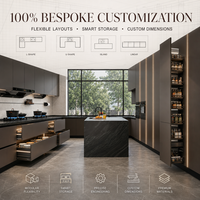 Usine d'armoires de cuisine OEM ODM, projet sur mesure, couleur et taille personnalisées, îlot central pour hôtel et appartement