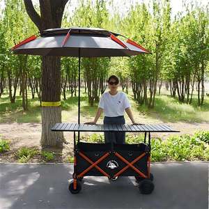 Carrito de Comida BTYP TC-01, Carrito de Vendedor Ambulante, Carrito de Picnic y Camping con <span class=keywords><strong>Mesa</strong></span> Extensible, Altura Ajustable, Plegable, Ligero, con Visera Solar - Product Image 5