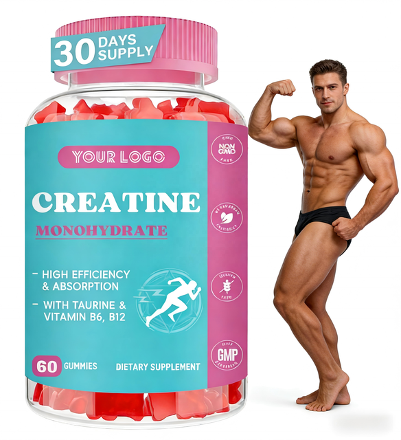 Muscle Building Sports Nutrition Supplement Pre-Workout Gummies with Creatine Monohydrate for Athletic Performance & Endurance