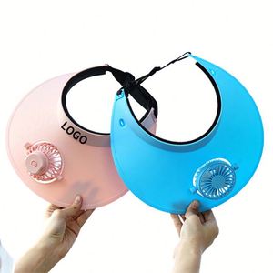 Customized Logo Mini Cooling Fan Portable USB Rechargeable Small Summer Visor <b>Hat</b> with Built in Fan <b>for</b> Event - Product Image 1