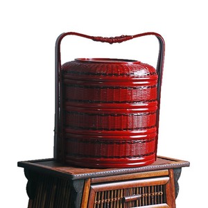 <b>Bamboo</b> Woven Basket Round Multi Layer Food Storage <b>Container</b> Kitchen Use Standing Type Handicrafts Chinese Style - Product Image 3