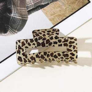 Pince à cheveux verticale grande taille en acrylique imprimé léopard style coréen, nouvelle mode, pinces requin - Product Image 4