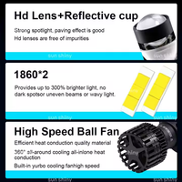 Phares de voiture LED 50W chauds Y5 H4 projecteur lumière Mini ventilateur 6000K température de couleur pour IX35 X1 A3 X4 X6 Golf A7 X3 X5 avant