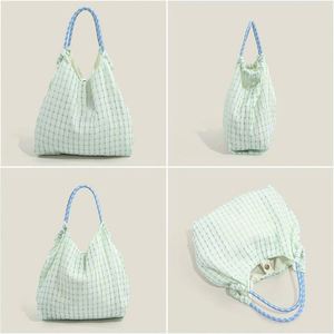 Hot Sell <b>Custom</b> Cotton Gingham Tote Bag Large Capacity Daily Shoulder Handbag Wholesale - Product Image 5