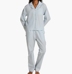 Conjunto de Pijama de 2 Piezas para Mujer, Estilo Nuevo, Logotipo Personalizado, 100% Algodón, Ropa a Rayas, Ropa de Dormir Clásica y Transpirable para Primavera - Product Image 3