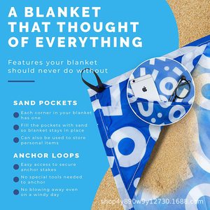 Manta de Playa Extra Grande Woqi, 107x77, Impermeable, Resistente a la Arena, Rectangular, de PVC, para Picnic, Playa y Camping - Product Image 5