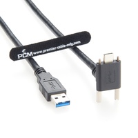Câble USB3.1 Type-C à angle droit avec verrouillage par vis vers USB-A 10 Gbit/s pour bras robotique, automatisation, caméra industrielle TAIYO E1369 haute flexibilité