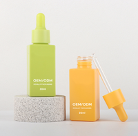 Flacon compte-gouttes carré en verre mat de 30 ml pour huiles essentielles et liquides, série couleur macaron