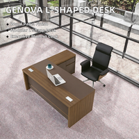 Bureau de direction modulaire en L GENOVA de luxe pour 1 personne, convertible, panneau moderne en bois MFC, modèle 66B1408