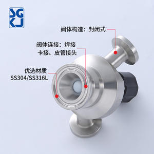 Vanne d'échantillonnage sanitaire à port unique en acier inoxydable 316 pour équipement mécanique - Product Image 2