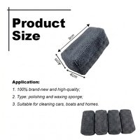 Bloc applicateur de cire en microfibre gris uni, éponge épaisse en mousse pour le detailing automobile, pour l'application de cire, de polish et de revêtement céramique