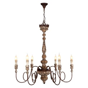 Lampadario Creativo <span class=keywords><strong>in</strong></span> Stile Americano e Francese, Vintage, <span class=keywords><strong>in</strong></span> <span class=keywords><strong>Legno</strong></span> Invecchiato Marrone/Beige, a Risparmio Energetico, per Soggiorno e Sala da Pranzo - Product Image 5