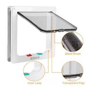 Porte d'entrée et de sortie magnétique pour chaton Portes pour chat concises Porte verrouillable à 4 voies Porte à rabat pour chats adaptée aux fenêtres et aux portes - Product Image 2