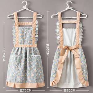 Princess <b>Apron</b> Floral Print Water Resistant <b>Kitchen</b> <b>Apron</b> For Home Cooking Daily Use Pink Blue Green - Product Image 4
