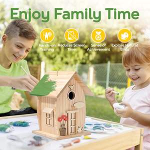 Artisanat en bois DIY Bird House kit petites cages à oiseaux de luxe Freestyle Peinture drôle nichoir pour l'extérieur - Product Image 3