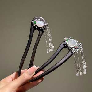 Elegante Horquilla de Madera Estilo Chino para Cheongsam, Adorno para el Cabello con Borla en Forma de U, Pinza Vintage para el Cabello Hanfu, Joyería para el Cabello - Product Image 4