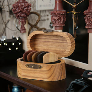 Ensemble de médiators en bois massif poli Tailai, pour chansons folkloriques, médiator manuel, rainure, antidérapant, médiator de jazz, boîte, personnalité - Product Image 3