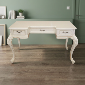 Meubles de bureau classique sculpté, bureau en bois massif acajou, Style français, couleur blanche, livraison gratuite - Product Image 3