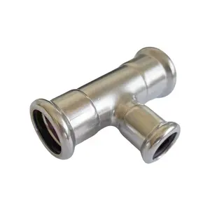 stainless steel zero-lead press connection reducing tee for EN 10312 pipe