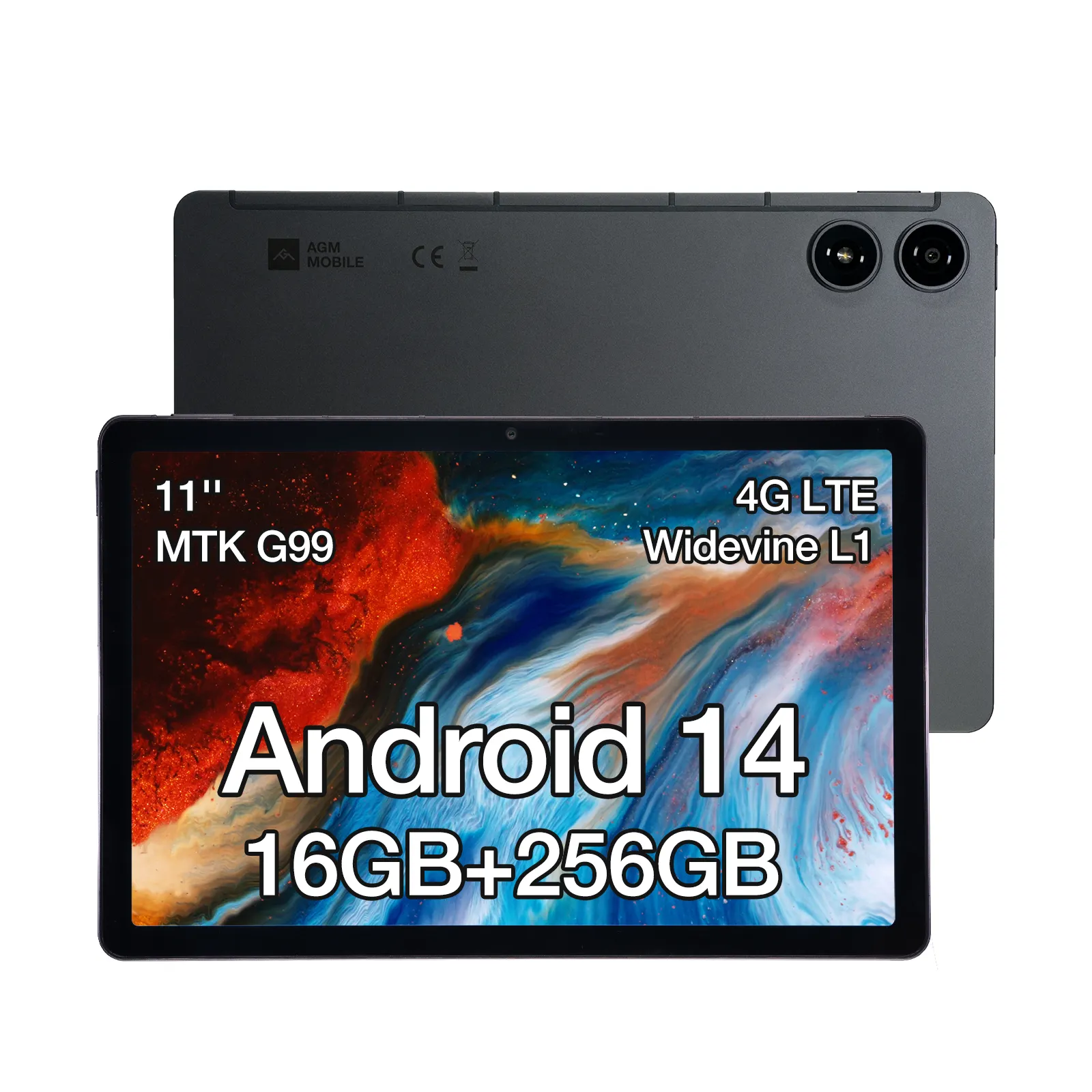 AGM PAD P2 Android 14 7850 мАч Батарея 16 ГБ (8 + 8)+ 256 ГБ (до 2 ТБ) 50MP камера Helio G99 11 дюймов 4G Android 14 планшетный ПК wifi