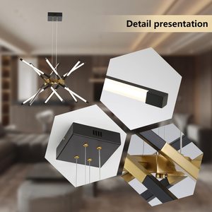 Lampadario Moderno a LED Nero in Ferro Lungo con Pendente Sputnik, Attacco E12, Misura Media, Altezza Regolabile per Soggiorno - Product Image 6
