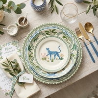 Service de table en céramique à imprimé léopard safari moderne, vaisselle de luxe pour hôtel et restaurant, assiettes à dîner, à salade et à gâteau en porcelaine 6,5/8/10,5/12 pouces