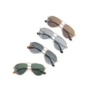 Hengtai Polarized Sunglass Manufacturer Custom Logo Men Smooth Golden Finish Metal Luxury Sunglasses