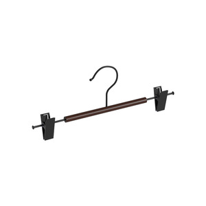 Percha de madera maciza de hombros anchos con clips para pantalones para organizar el armario - Product Image 5