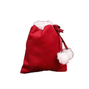 Nuovo arrivo natale velluto Santa Sack Christmas Eve Cloth Apple Bag renna Food Treat Bag Kids Christmas Gift Packing Bag