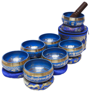 Nepal Handmade Traditional <b>Bronze</b> 7 Chakra Tibetan Sound Healing Singing Bowl Set for Meditation and <b>Gift</b> - Product Image 1