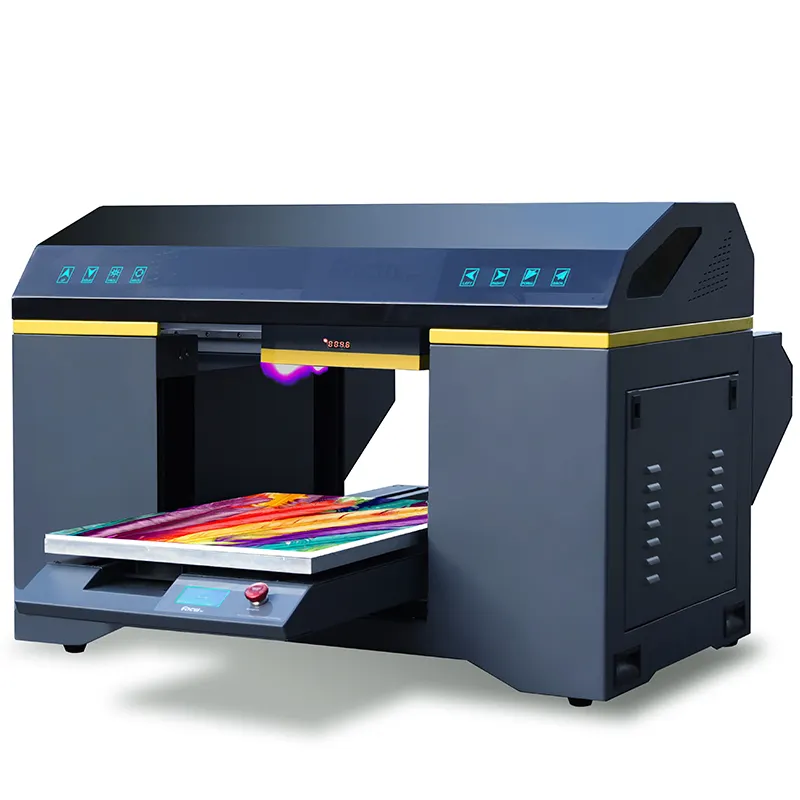 Multifunctional three DX10 print heads 8 colors A2 size newest rotary uv led flatbed digital printer