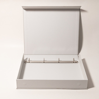 Album photo de luxe personnalisé en lin blanc avec reliure à anneaux en D, boîte de rangement pour table basse