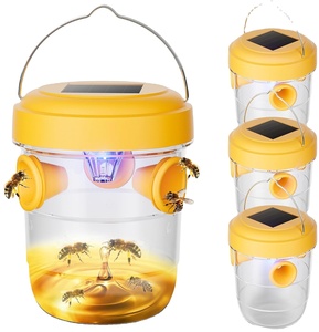 Piège à mouches des fruits en silicone amovible hautement efficace avec lumière nocturne, piège écologique pour abeilles, piège solaire pour guêpes, à semi-conducteurs - Product Image 1