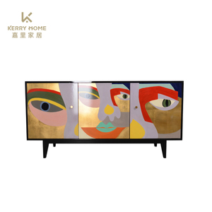 Mobile Porta Vini in Legno Massello Stile Americano <span class=keywords><strong>Moderno</strong></span> Antico per Soggiorno, Camera da Letto e Hotel <span class=keywords><strong>con</strong></span> Dipinto Astratto Colorato - Product Image 5
