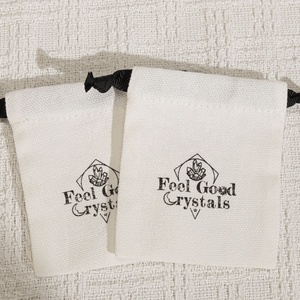 Custom Logo Printed <b>Mini</b> Brush <b>Canvas</b> Jewelry Packaging Bag Soft Luxury Earring Ring Necklace Storage Cotton Jewelry Pouch - Product Image 2
