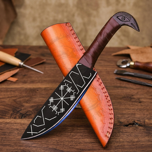 Cuchillo Vikingo Medieval de Acero con Alto Contenido de Carbono, Forjado a Mano, de Grado Industrial, con Mango de Acero y Funda de Cuero, en Oferta - Product Image 3