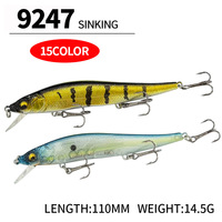 Leurre de pêche Long Flying Minnow, Minnow coulant 110mm, Appât artificiel, Matériel de pêche, Hameçons, Simulateur de poisson pour le bar