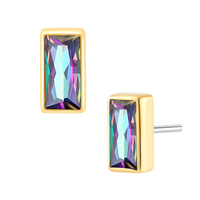 Métal éternel 14K or massif Rectangle anneau sans fil oreille nez VM Zircon Piercing bijoux pour mariages mode fêtes cadeau