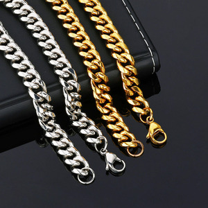 Joyería al por Mayor, Brazalete de Cadena de Eslabones Cubanos de Acero Inoxidable para Hombre, Chapado en Oro de 14K, Estilo Hip Hop - Product Image 3