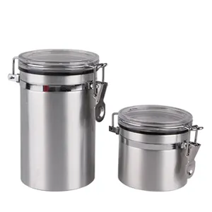 Stainless Steel Airtight Canister Food Storage Container For Kitchen Counter Sugar Coffee Canister
