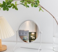 Miroir de maquillage rond noir avec cadre en métal moderne, vente en gros