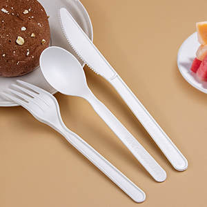 Kits de Cubiertos Biodegradables y Compostables de PLA (Tenedor, Cuchara, Cuchillo, Servilleta 4 <span class=keywords><strong>en</strong></span> 1), Utensilios Desechables Sin Plástico para Bodas, Fiestas y Barbacoas - Product Image 5