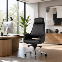 Chaise de bureau de direction, dossier haut, en cuir, pivotante, ergonomique, avec verrouillage de la position d'inclinaison à 4 positions, pour bureau