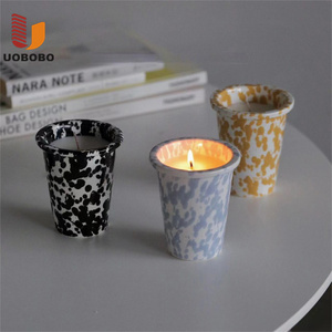 UOBOBO Vente en gros de tasses à café en céramique pour bougies, pots à bougies aromatiques pour la décoration de la maison - Product Image 1