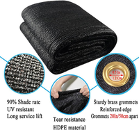 Toile d'ombrage robuste en HDPE noir stabilisée aux UV, filet pare-soleil de jardin, couverture pour plantes, filet d'ombrage extérieur avec œillets, bâche en maille pour terrasse