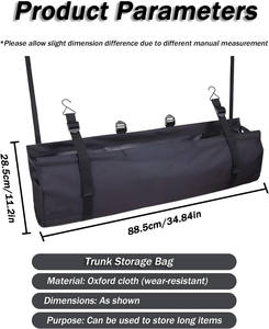 Sac de coffre de voiture, organisateur de coffre de siège arrière de voiture, sac de rangement pliable, accessoires de rangement intérieur de voiture, sac de rangement de siège arrière réglable - Product Image 3