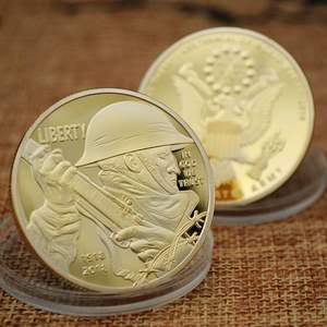 Medalla conmemorativa de moneda chapada en oro del centenario del armisticio mundial - Product Image 1